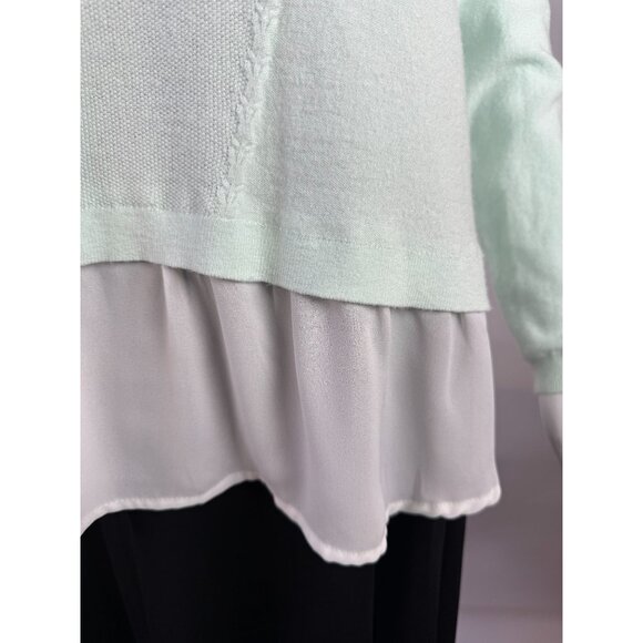 Cato Womens Mint Green Sweater With Sheer White Layered Hem Size S Lightweight - Picture 3 of 16